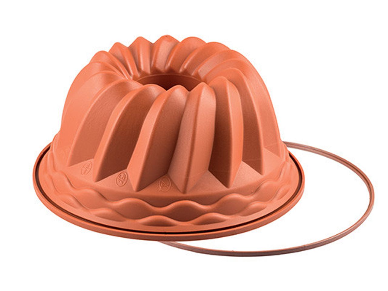 SILIKOMART Silikon-Backform: Gugelhupf, mit Safe-Ring, Terracotta, 22 x 11 cm, 2,2 L