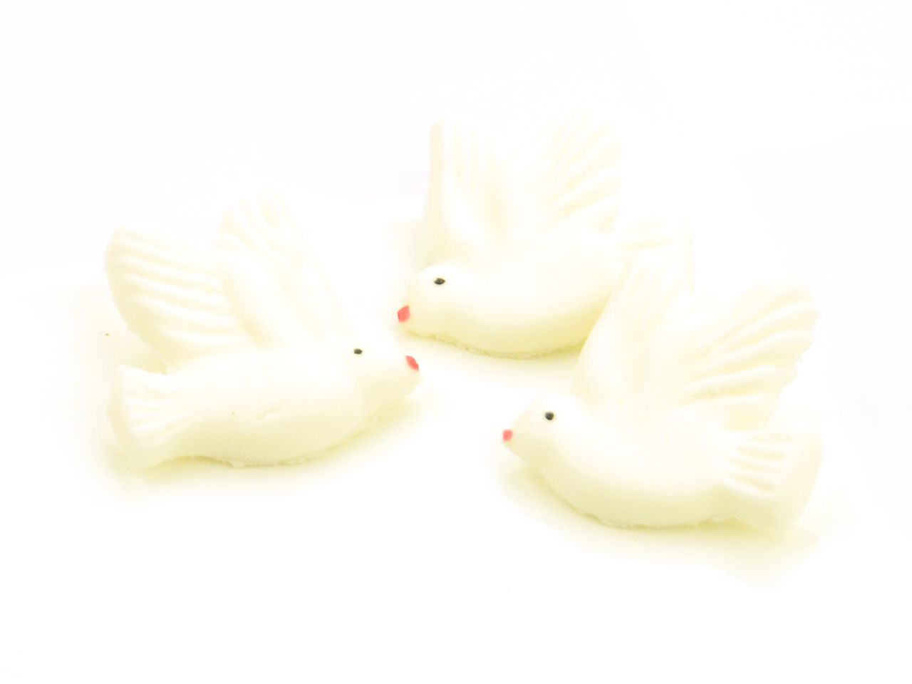 Zuckerfiguren Tauben, flach, Weiß, 4 Stück à 30 x 30 x 5 mm