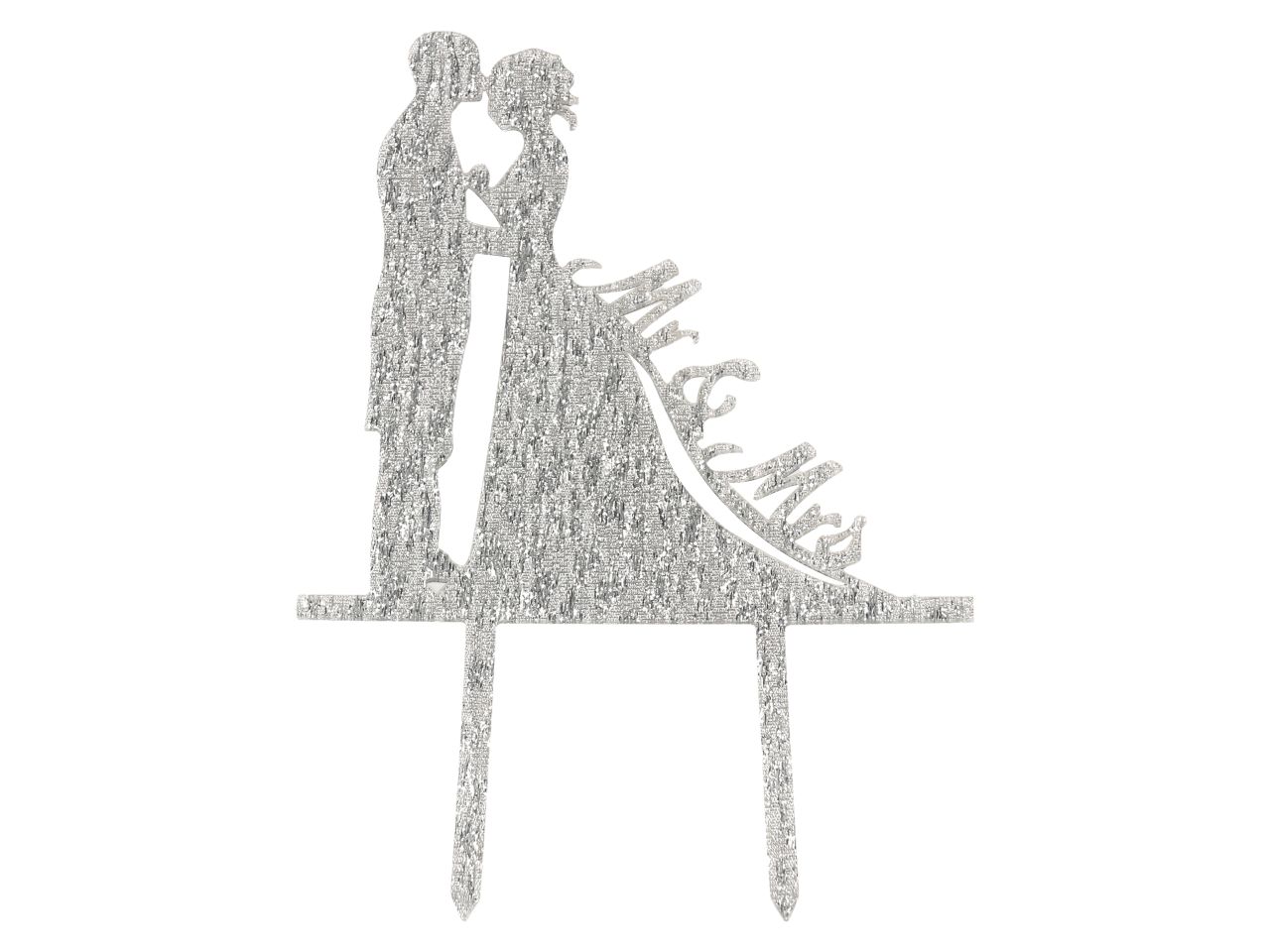 Cake Topper: Mr. & Mrs., glänzendes Silber, 17,5 x 12 cm