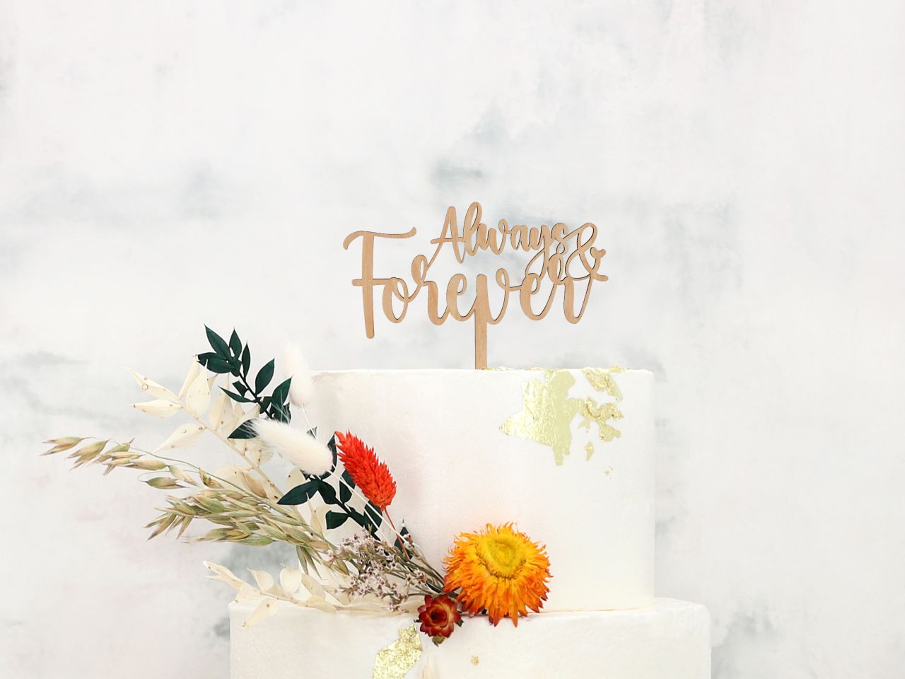 Cake Topper: Always Forever, Holz, 16 x 12 cm x 0,3 cm