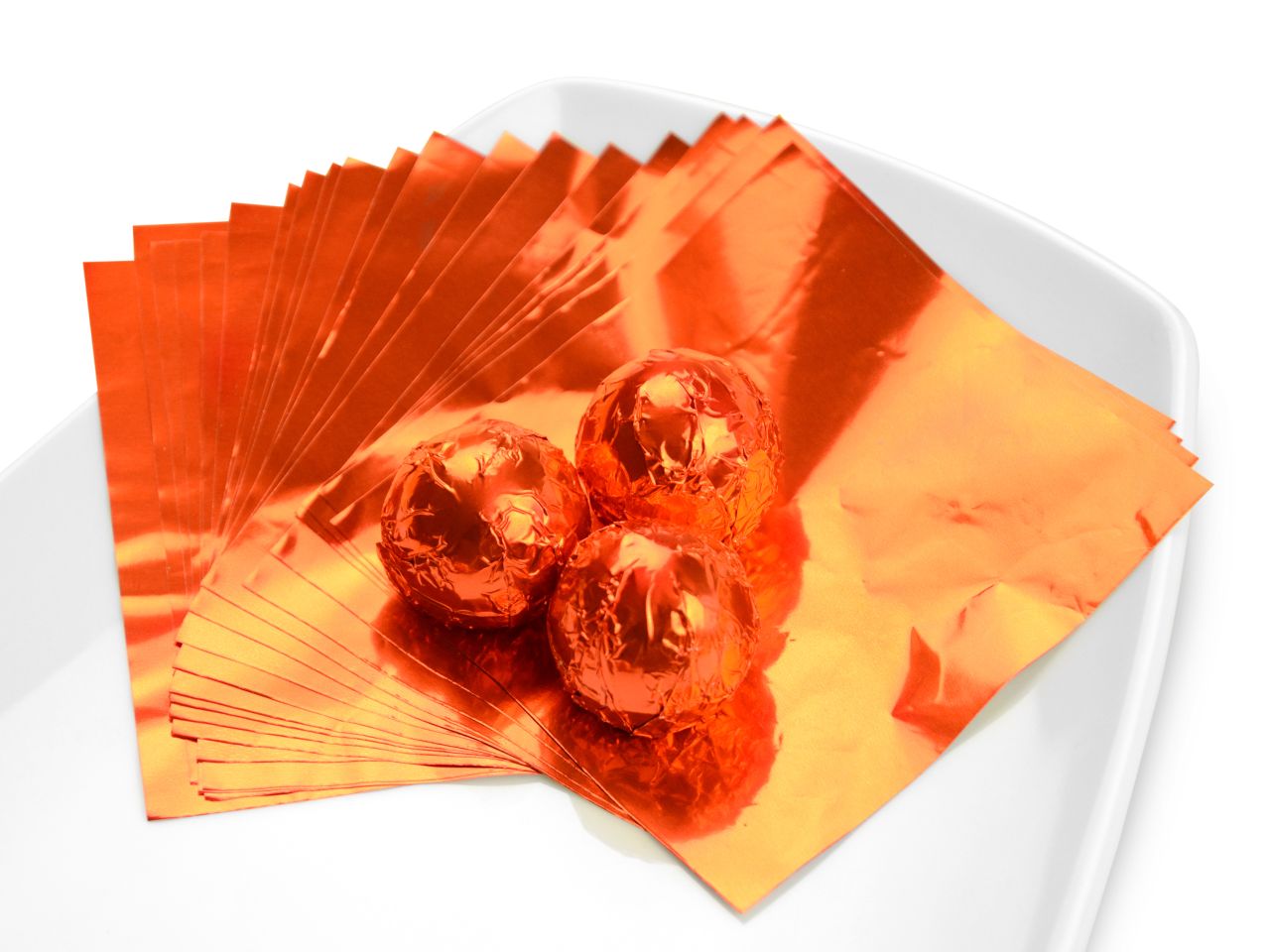 Alu-Wickelfolie, Aluminium, Orange, 50 Stück à 8 x 8 cm