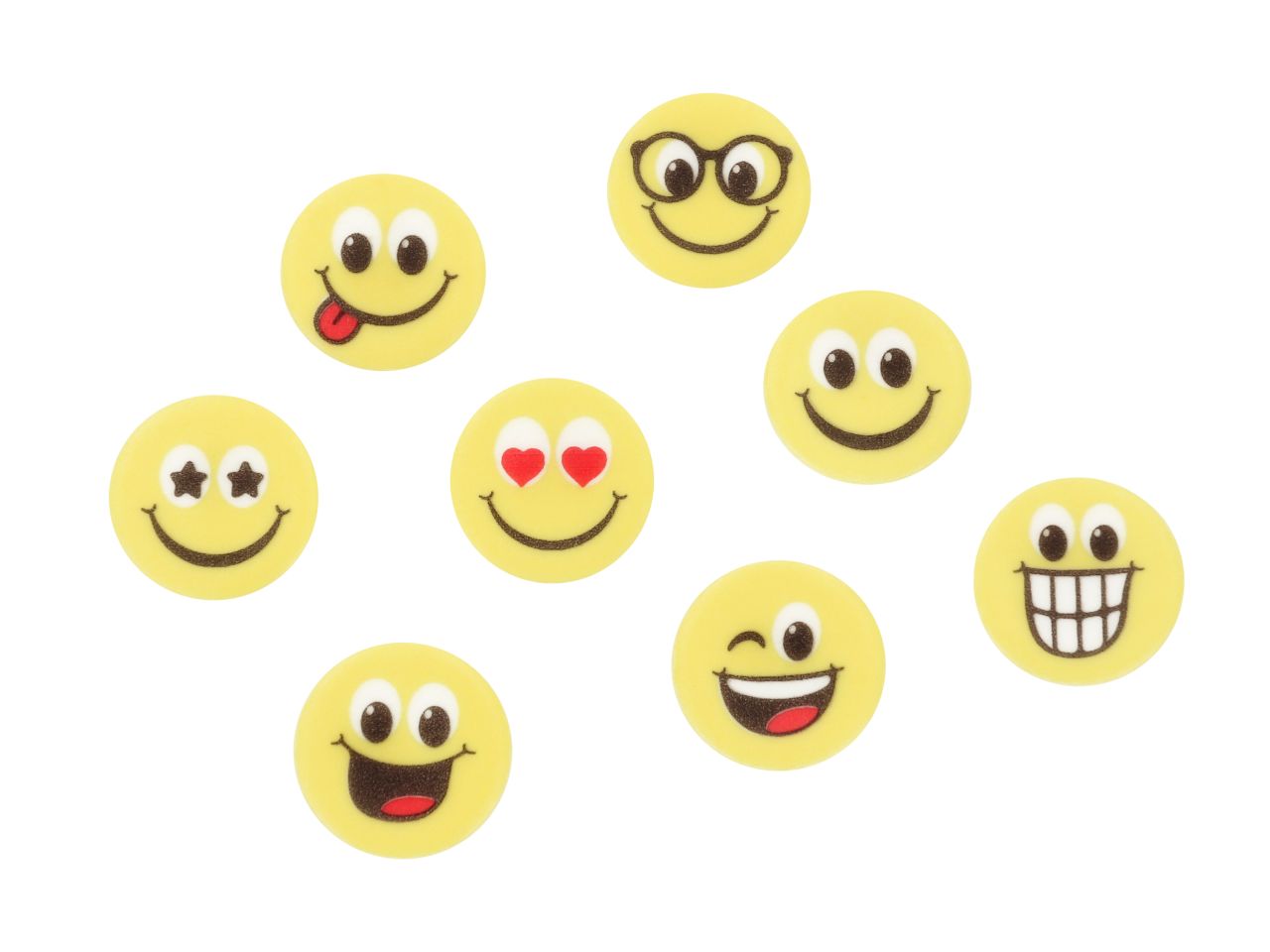 Cupcakes-Aufleger Happy Faces, 8 Designs, Gelb, 10 Stück à 30 mm