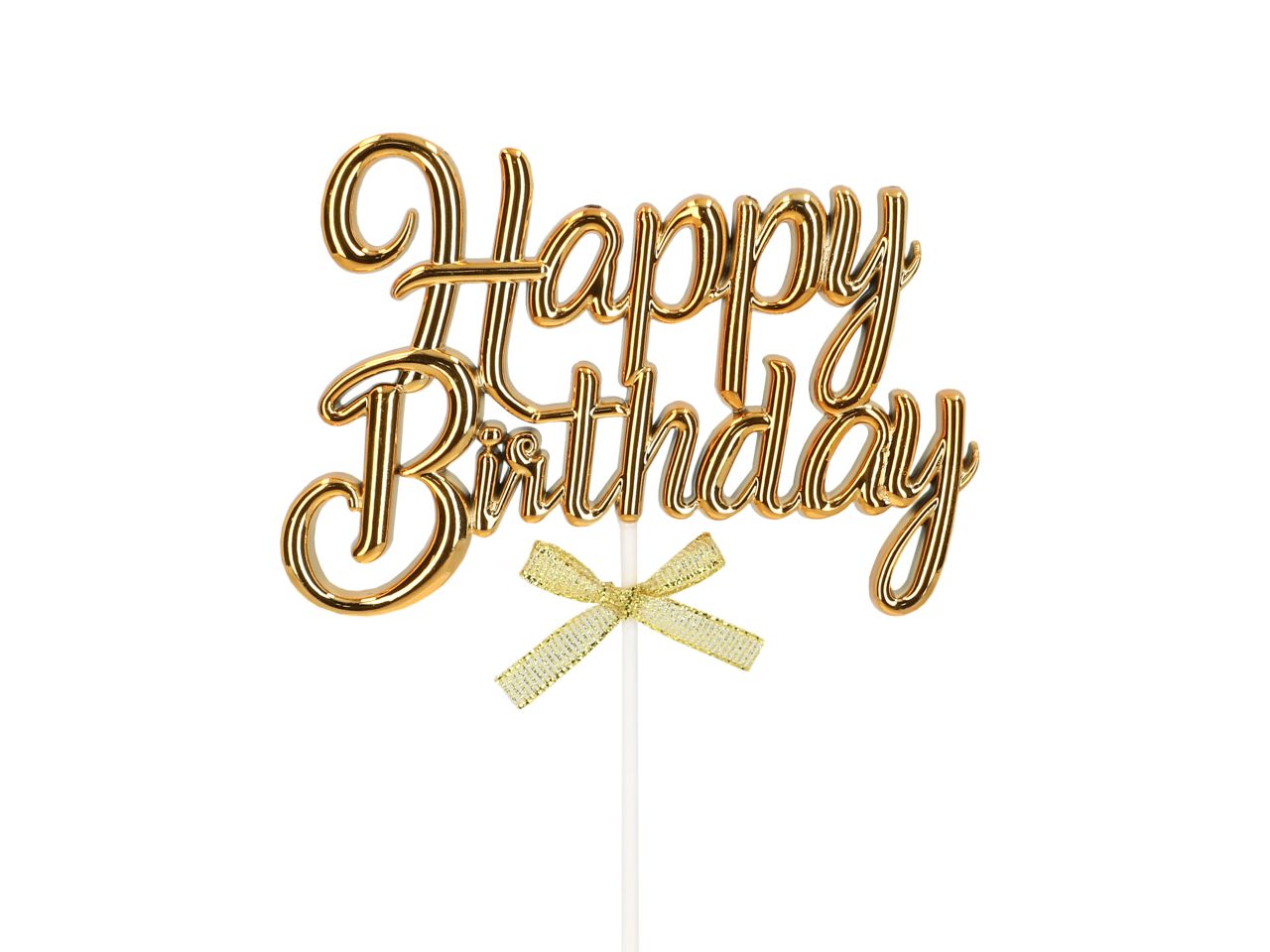 Cake Topper: 3D-Happy Birthday, glänzendes Gold,11,7 x 8 x 0,6 cm