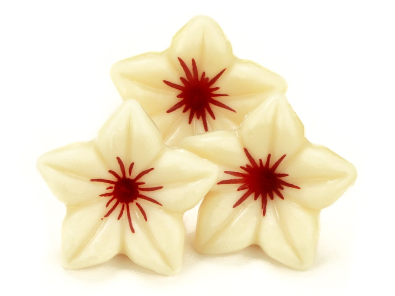 Schoko-Dekor: Blüte, weiße Schokolade, 1 Folie/38 Stück á 25 x 14 mm
