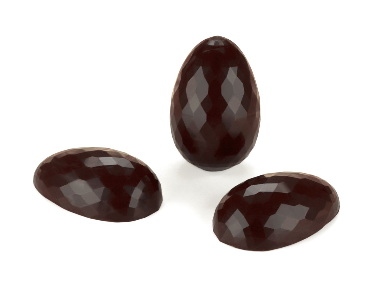Schokoladenform: Diamanten-Ei, Kunststoff, transparent, 8 Mulden à 5 x 7,5 x 2,5 cm