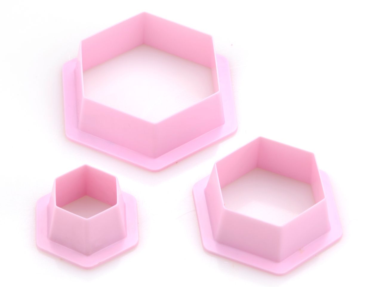Ausstecher-Set: Hexagon, Kunststoff, 3er-Set, 2,5 x 3 cm, 4,5 x 5 cm, 6 x 7 cm