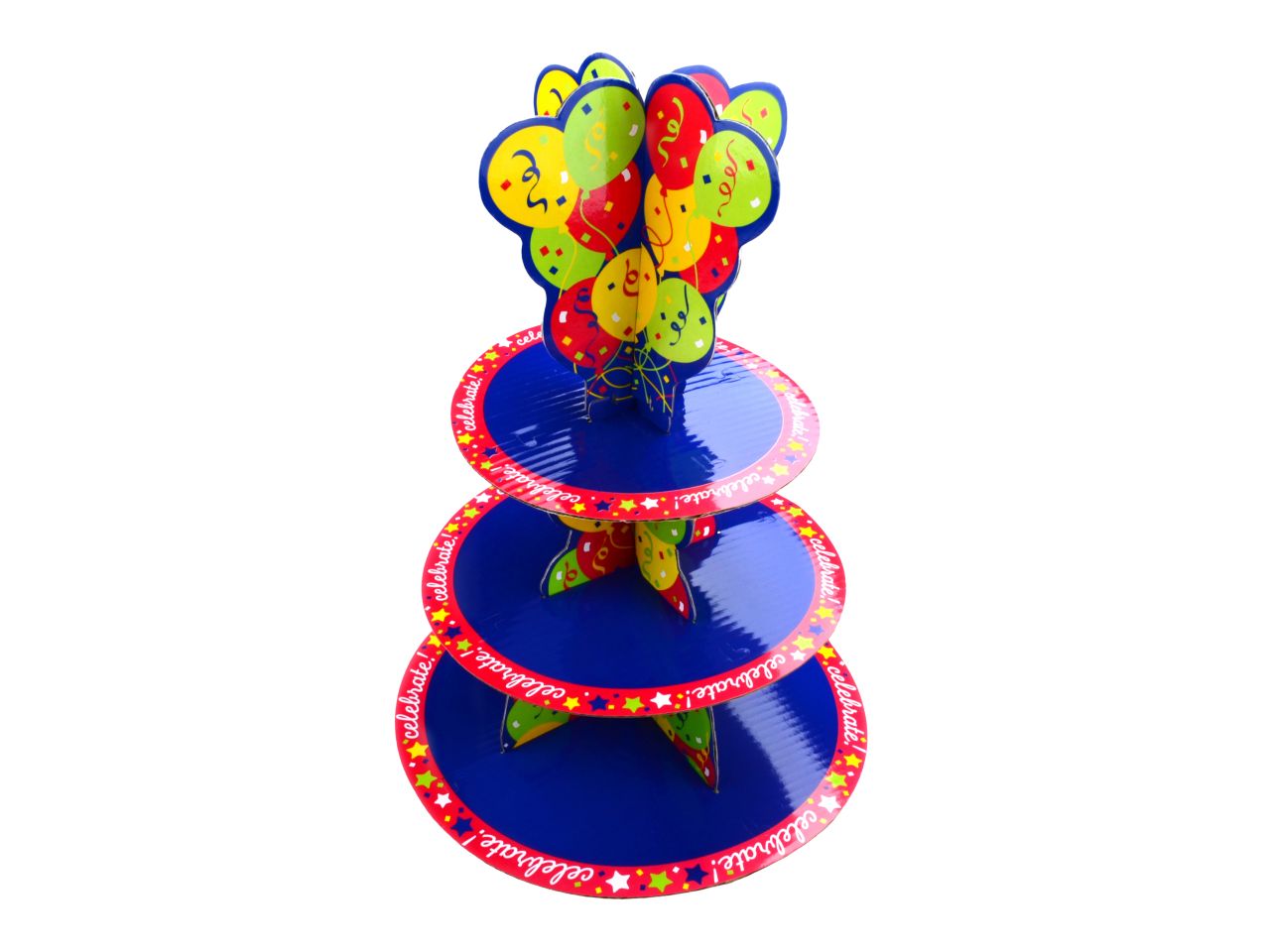 Cupcake-Etagere: Happy Birthday, Karton, bunt, 30 x 45 cm