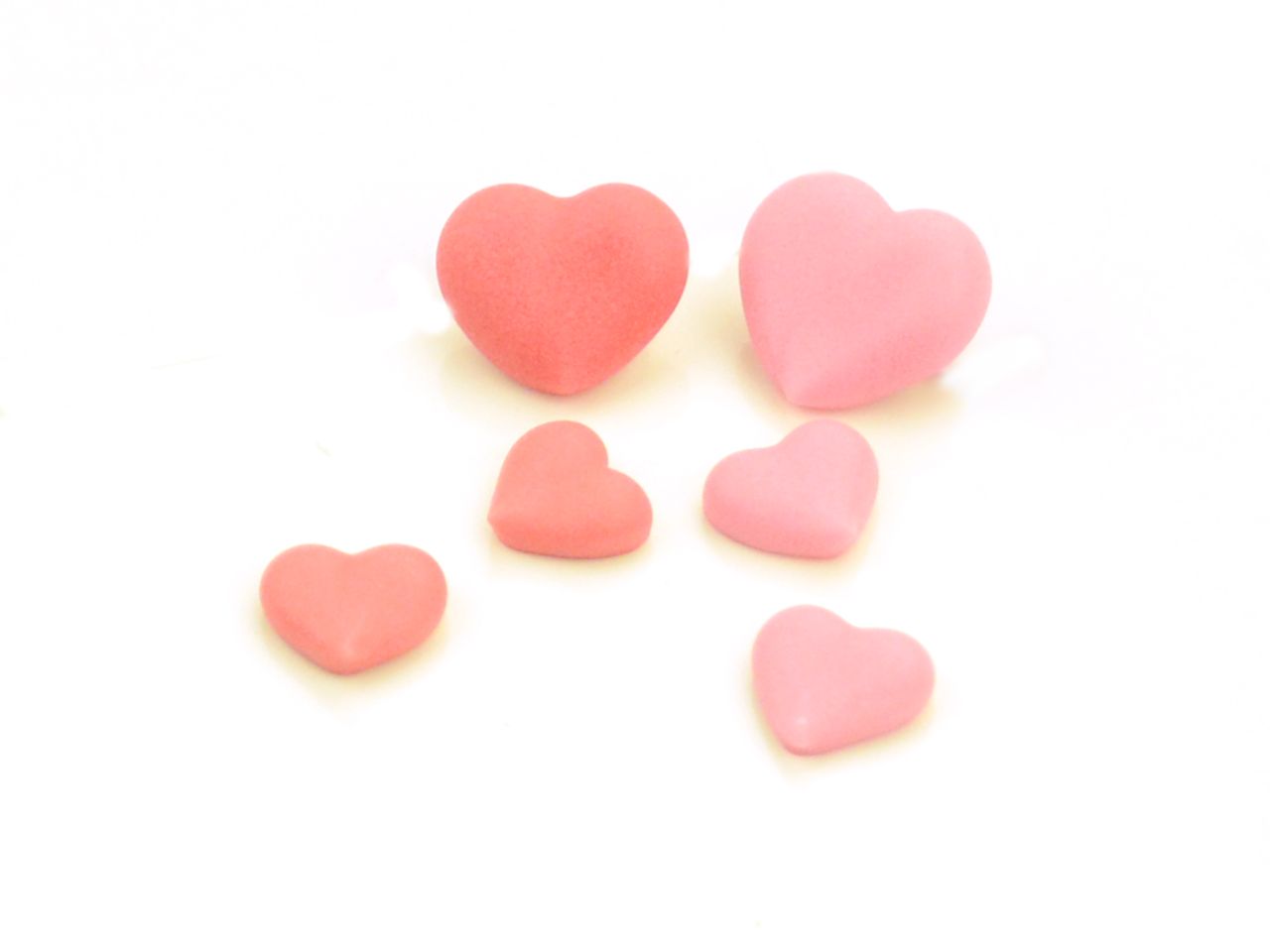 Zuckerdekor Kleine & große Herzen, Pink & Rosa, 20 Stück à 8/14 x 4 mm