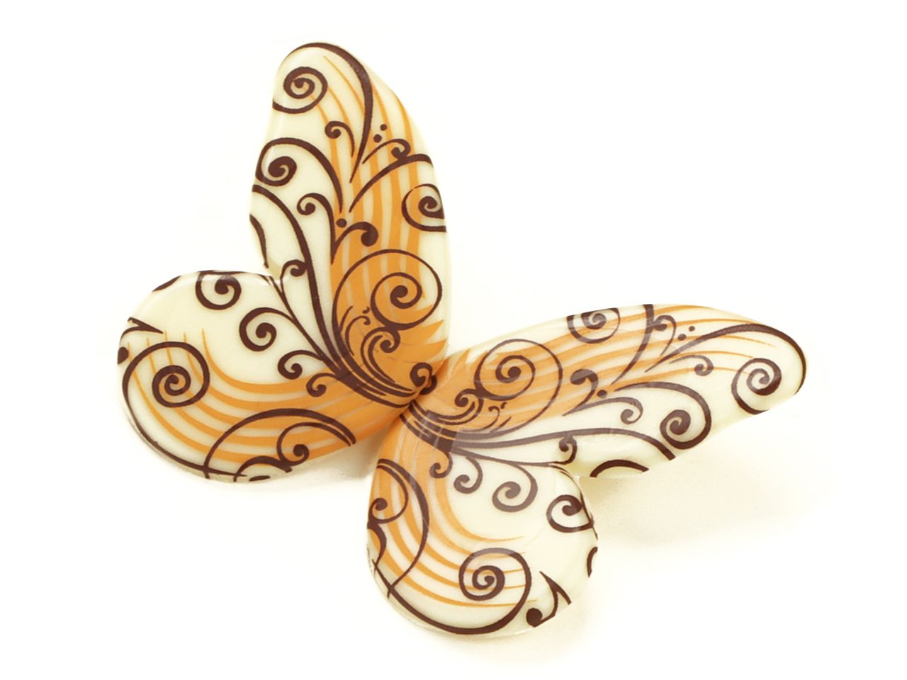 Schoko-Dekor: Schmetterling, weiße Schokolade, 1 Folie/30 halbe Falter á 40 mm x 25 mm