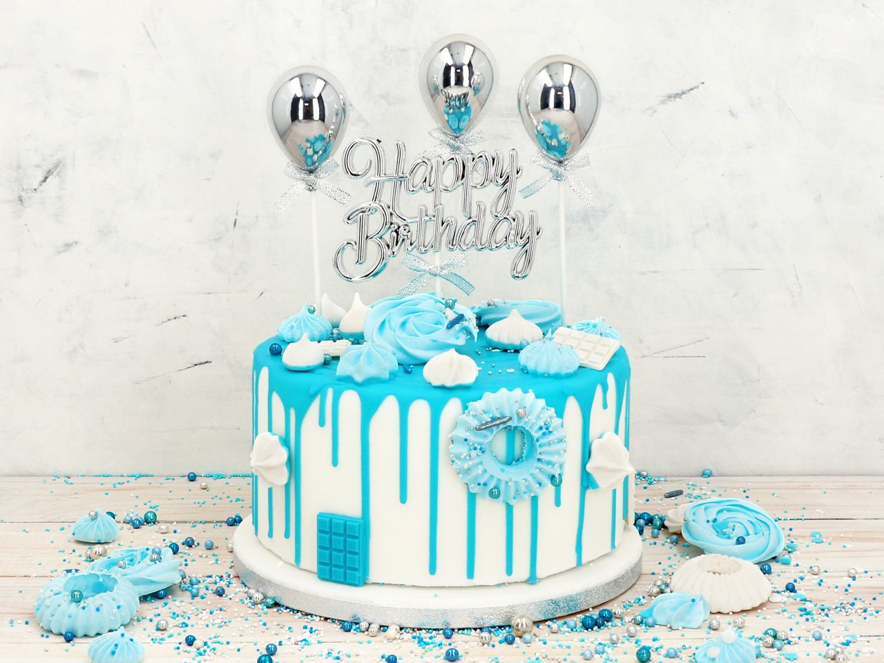 Cake Topper: 3D-Ballon, glänzendes Silber, 4,5 x 7 x 4,5 cm