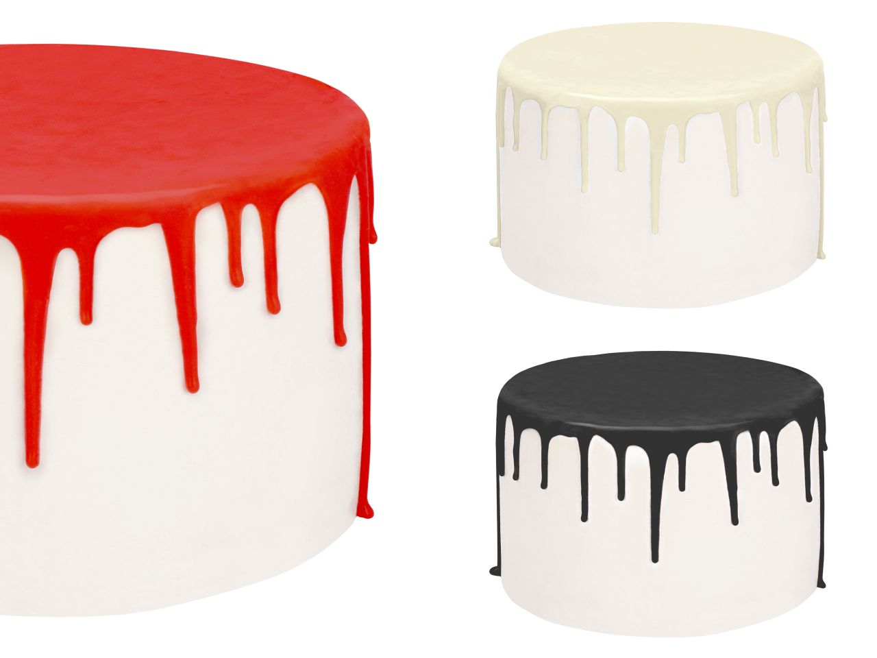 Drip Cake-Glasur Rockabilly Set, 3 Farben, inkl. Spritzflasche, 3 x 250 g