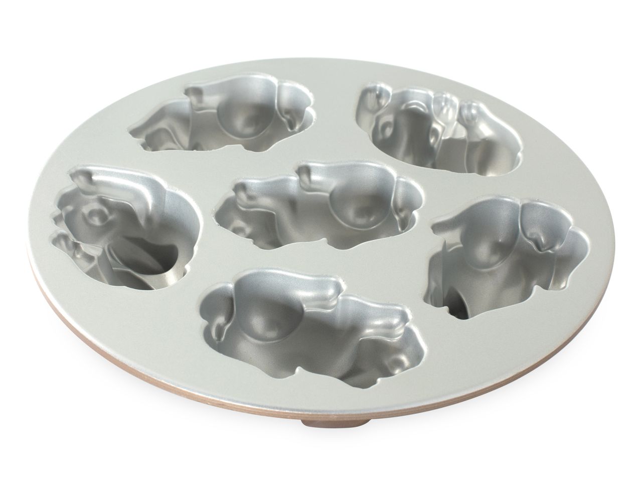 Nordic Ware: Aluguss-Backform Baby Bunny Cake, Antihaft, 1 L, 6 Mulden à 11 x 7,5 x 5,5 cm