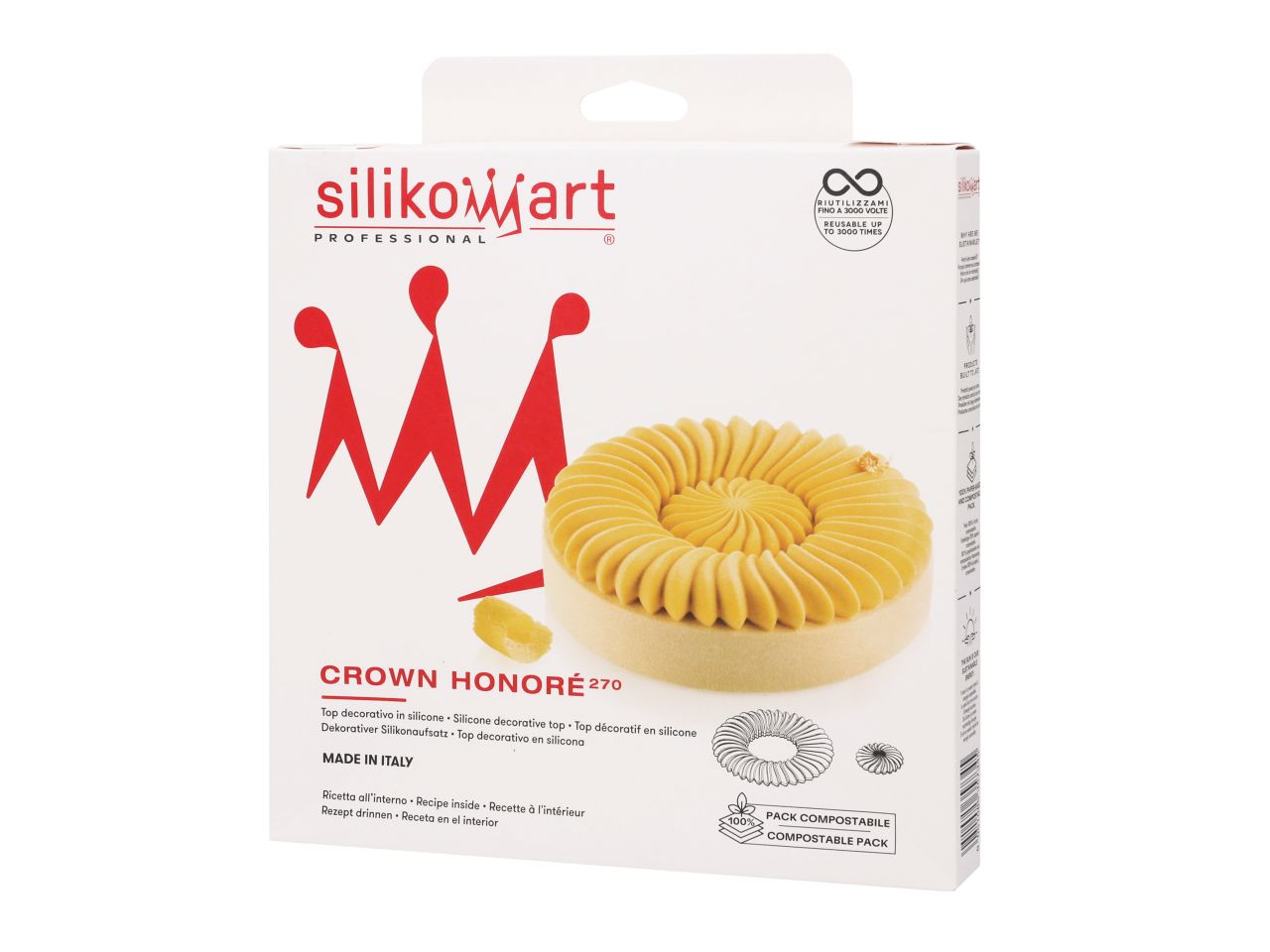 SILIKOMART Silikon-Backform: Crown Honoré, Kronen-Optik, Weiß, 177 x 17,7 mm, 240 ml