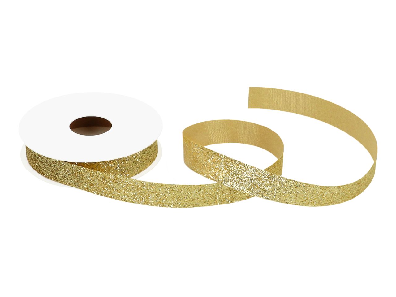 Satinband: Gold Glitzer, Polyester, 5 Meter à 15 mm