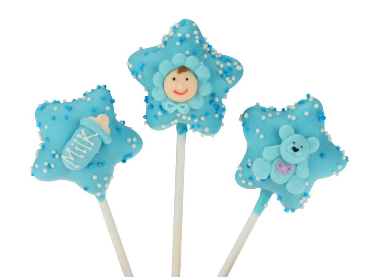 Cake Pop Former, Kunststoff, Weiß-Lila, 3 Aufsätze (Blume, Stern, Herz)