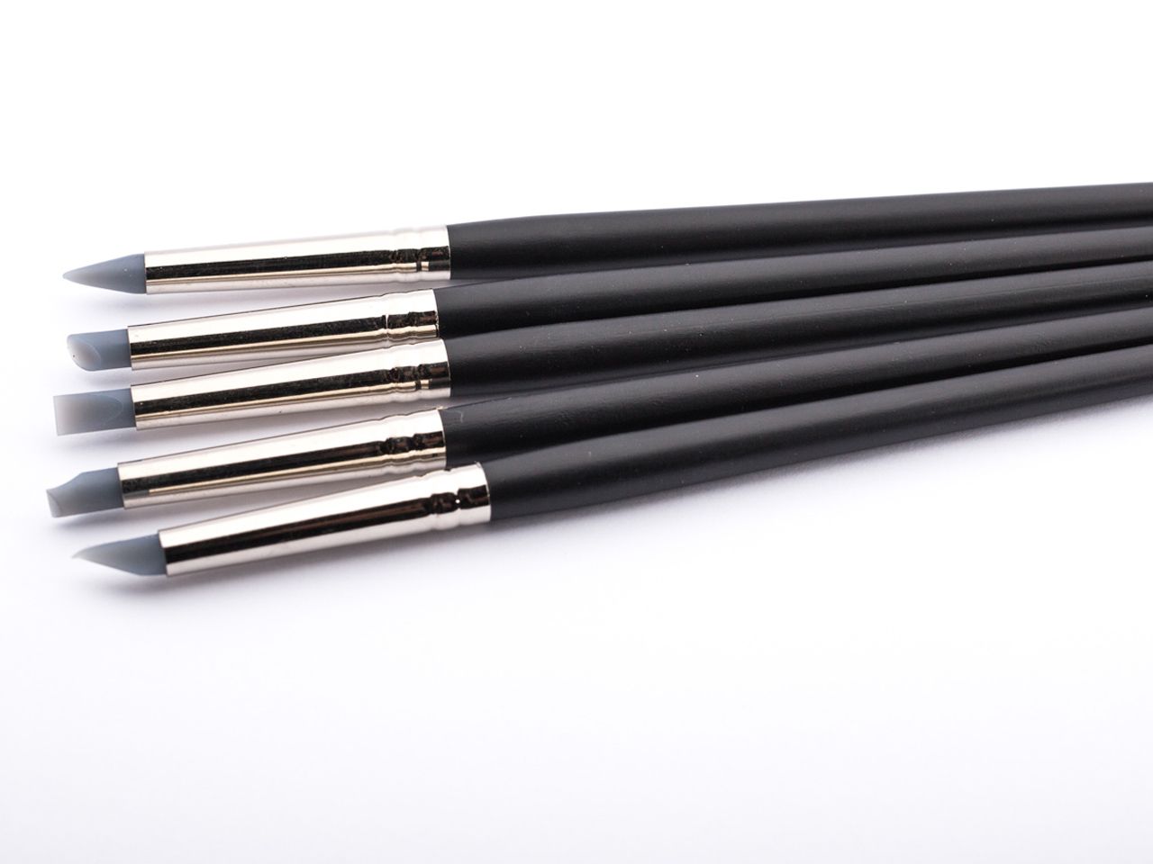 dekofee: Modellierpinsel-Set: fein, Schwarz/Grau, Silikon, 5-teilig à 19 cm
