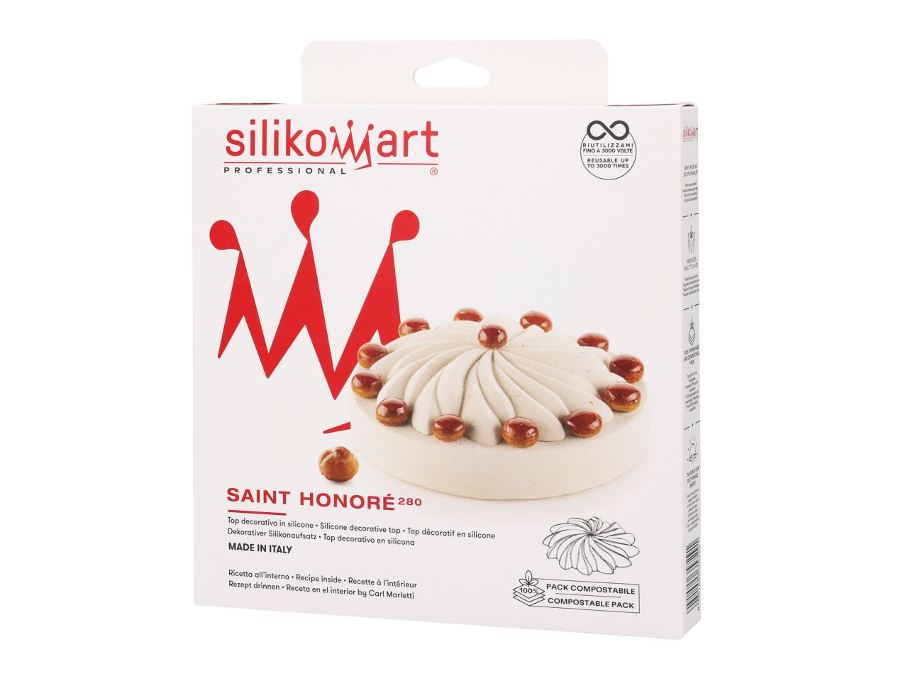 SILIKOMART Silikonform: Saint Honoré 280, Topper, Weiß, 16 x 2,8 cm, 280 ml