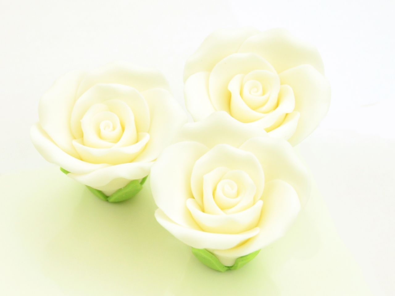 Zucker-Rosen, Weiß, 3 Stück, 3,5 x 3 cm