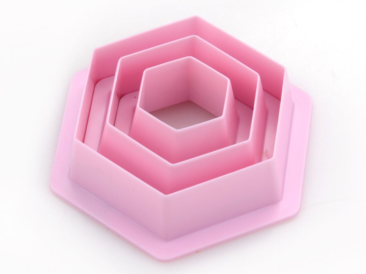 Ausstecher-Set: Hexagon, Kunststoff, 3er-Set, 2,5 x 3 cm, 4,5 x 5 cm, 6 x 7 cm