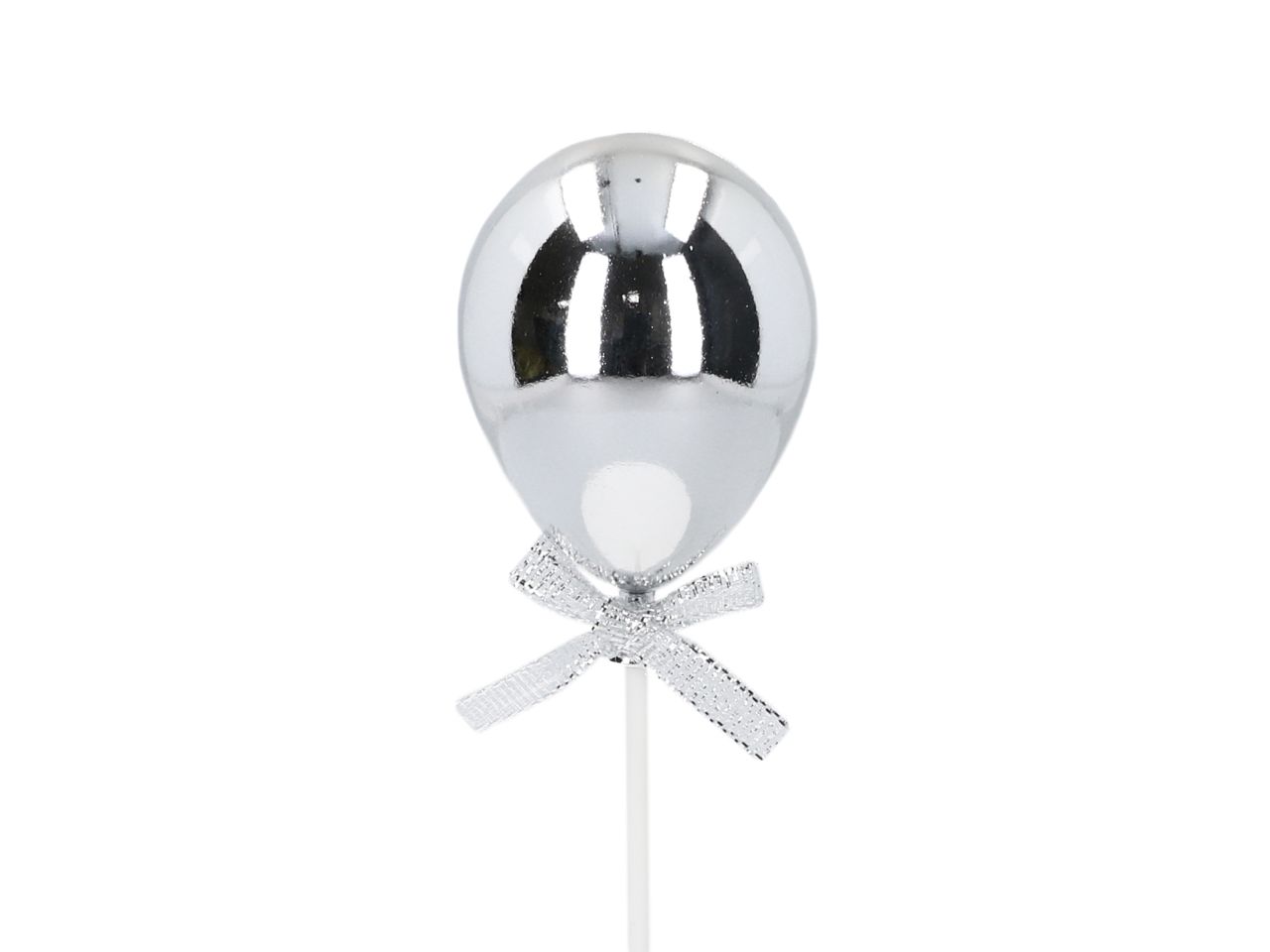 Cake Topper: 3D-Ballon, glänzendes Silber, 4,5 x 7 x 4,5 cm