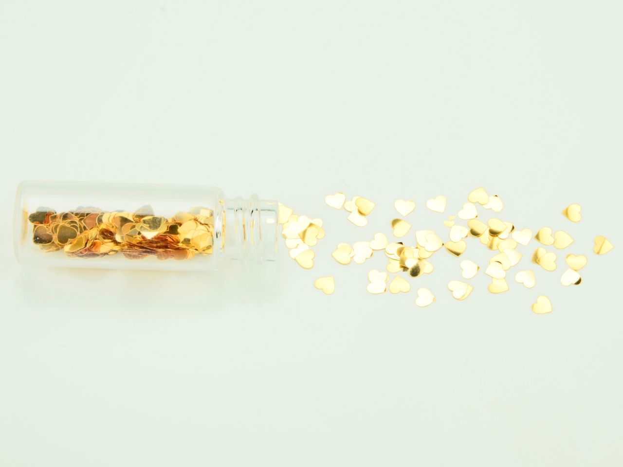 Mini-Flacon Goldherzen, essbares Echtgold (999,9/24 Karat), ca. 500 Stück je 3 mm
