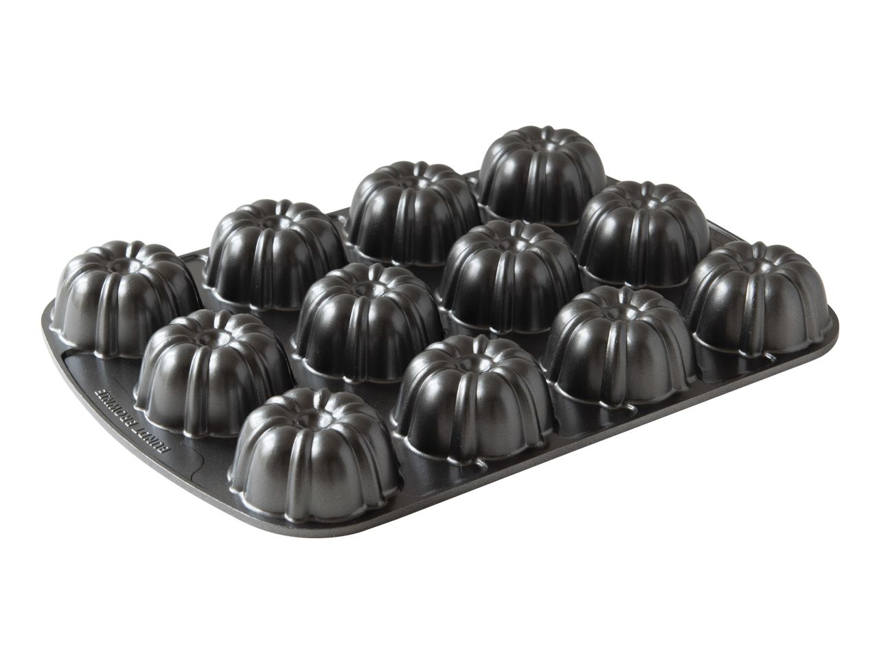 Nordic Ware: Aluguss-Backform Bundt Brownie Pan, Antihaft, 700 ml, 12 Mulden à 6,5 x 3,5 cm