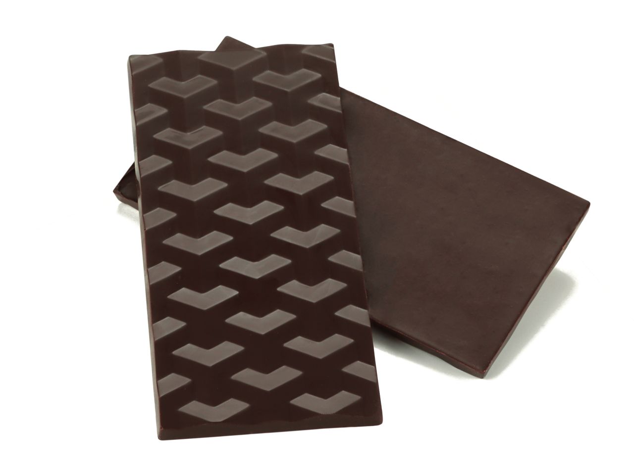 Schokoladenform: Tafel Kubus, Kunststoff, transparent, 3 Mulden à 144 x 76 x 8 mm