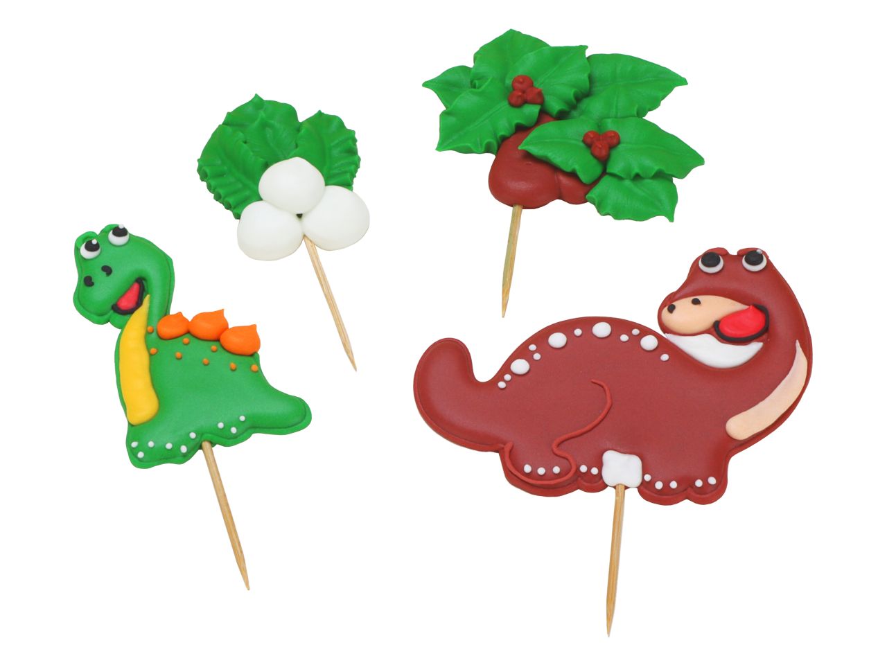 Zuckerdekor Dinosaurier-Set, 4 Designs (Dinos & Dschungelpflanzen)
