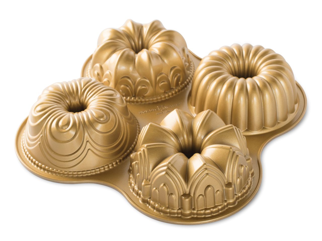 Nordic Ware: Aluguss-Backform Bundt Quartet, Antihaft, 2,1 L, 4 Mulden à 14,5 x 6 cm in 4 Designs