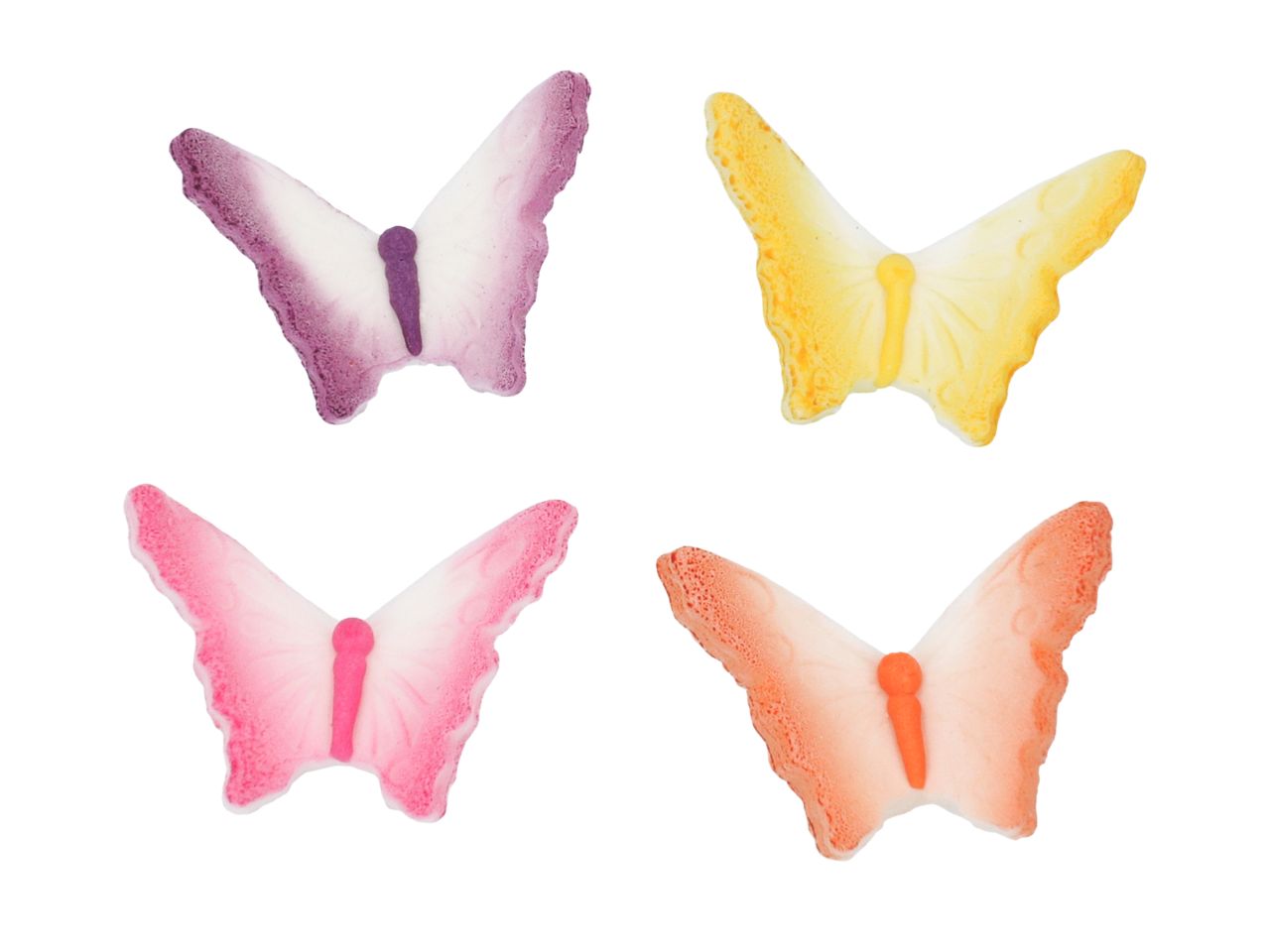 3D-Zuckerfiguren Schmetterlinge, klein, 4 Farben, 48 Stück á 38 x 27 x 12 mm