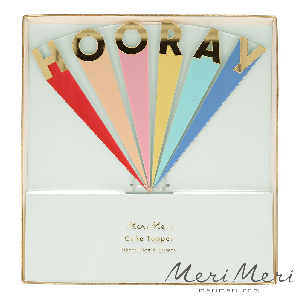 Meri Meri Cake Topper Hooray, bunt, Acryl, ca. 17,5x18 cm