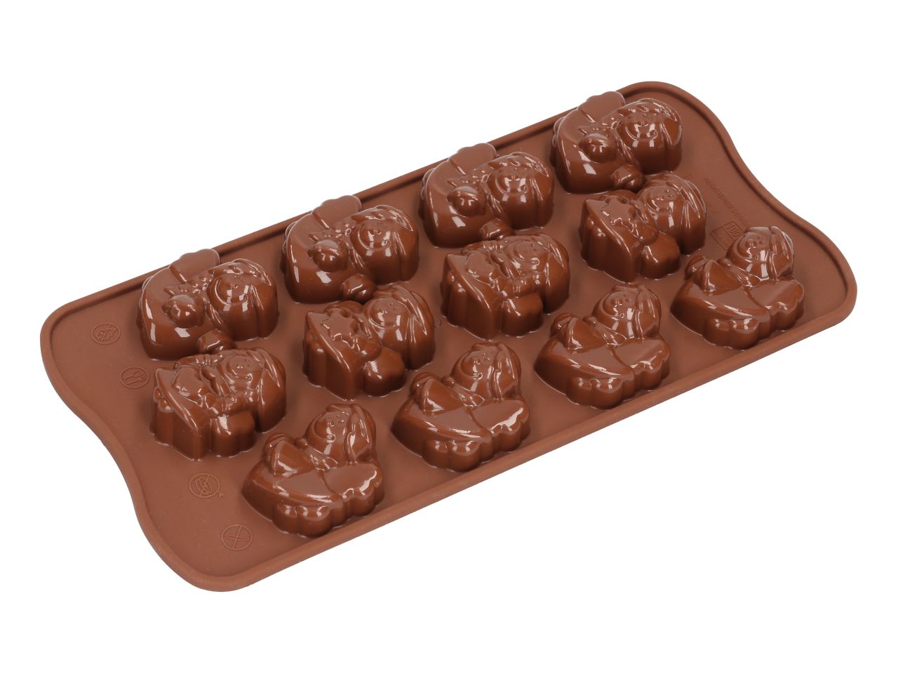 SILIKOMART Pralinenform: Choco Angels, Braun, Silikon, 12 Mulden à 25 x 30 x 16 mm (ca. 9 ml)