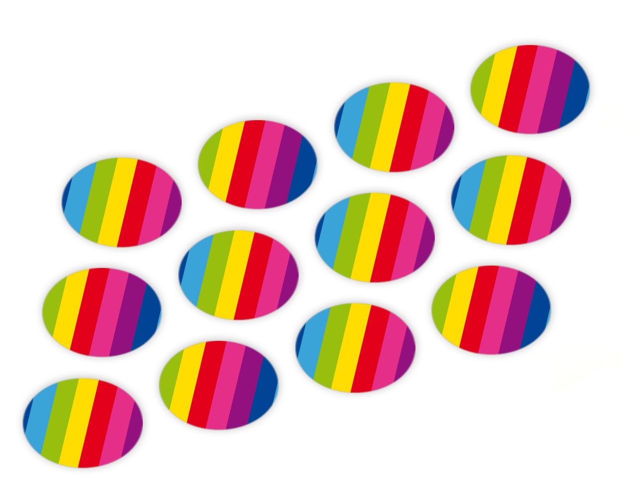Cupcake Buttons: Regenbogen, Fondant, Bunt, 12 Stück á 3 cm