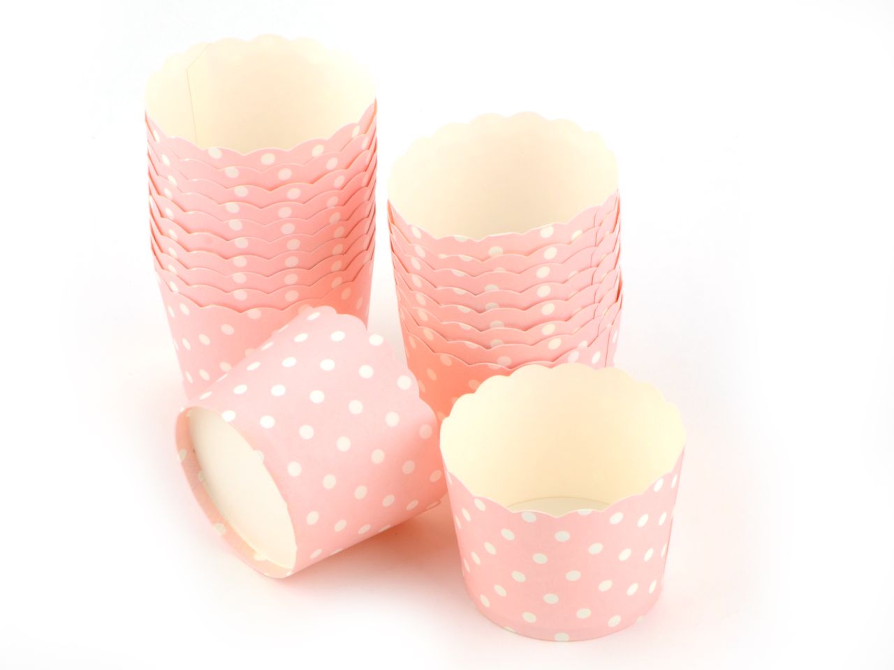 Cupcakes-Becher: Rosa mit weißen Punkten, 20 Stück à 5 x 4,3 mm