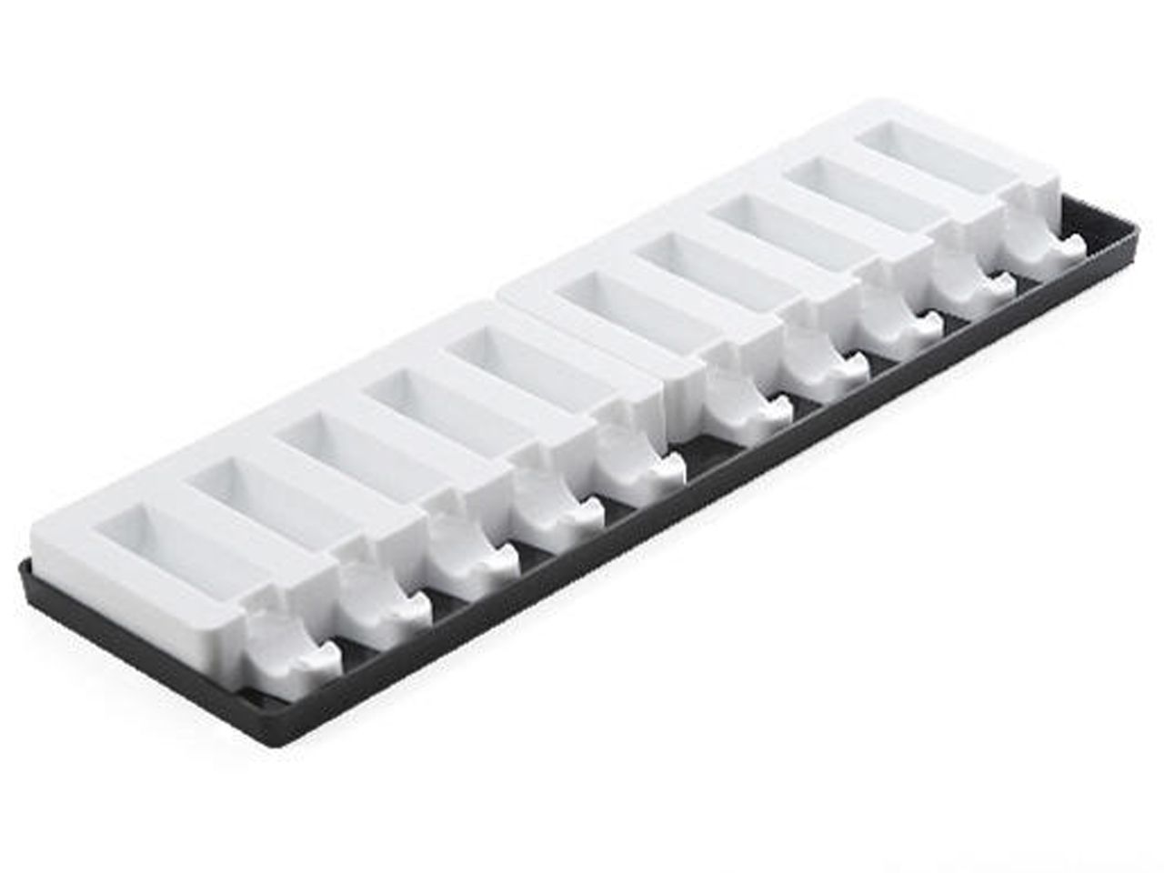 SILIKOMART Silikonform: Eisform Impuls Mini Pick, Weiß, 10 Mulden à 6 x 2 x 1,8 cm, inkl. 50 Holzstiele
