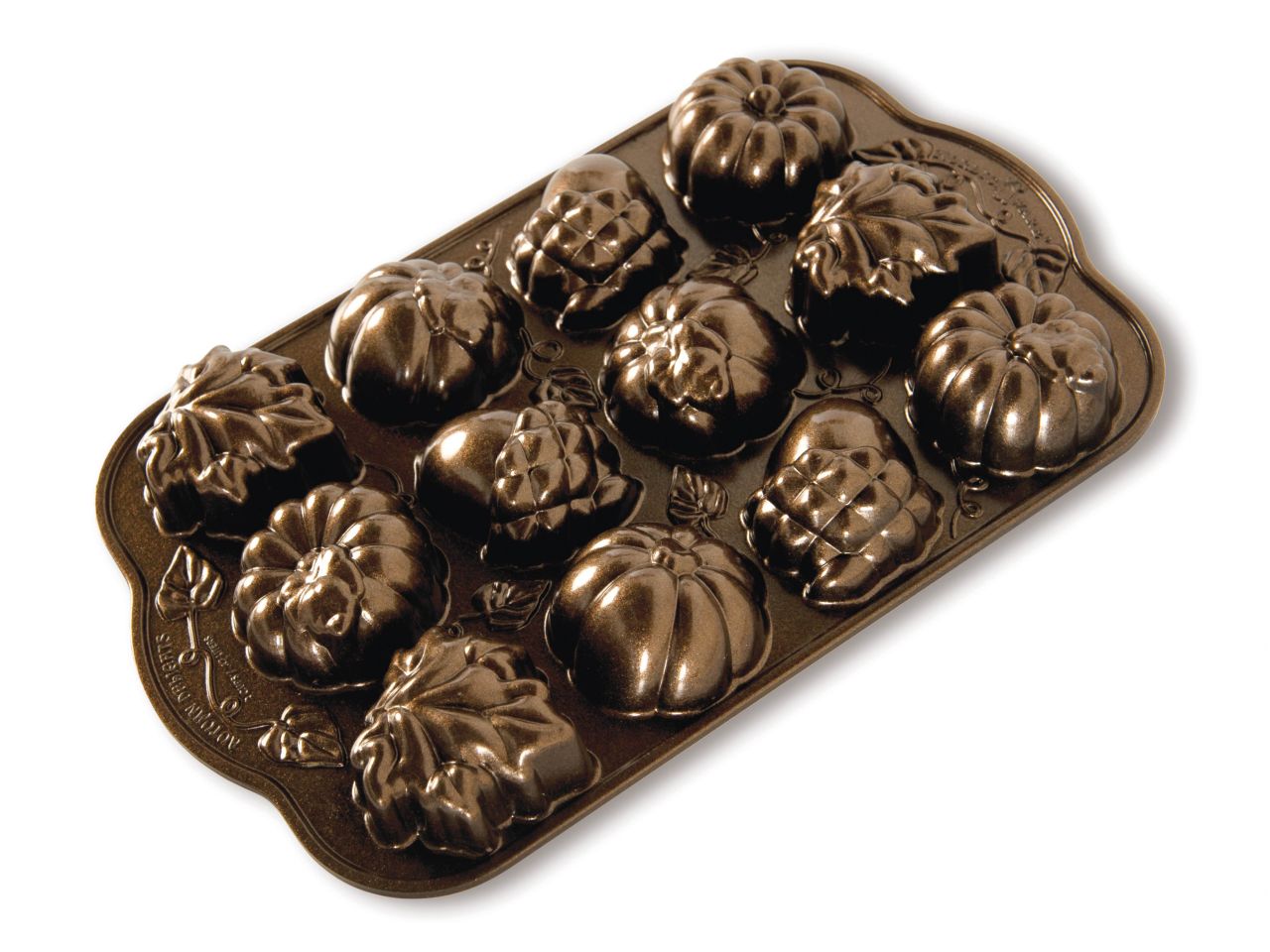 Nordic Ware: Aluguss-Backform Autumn Delights Cakelet, Antihaft, 470 ml, 12 Mulden à 5,5 x 3 cm