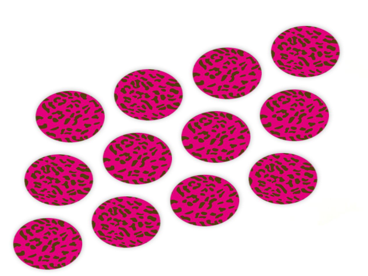 Cupcake Buttons: Leopard Pink, Fondant, Violett, 12 Stück á 3 cm