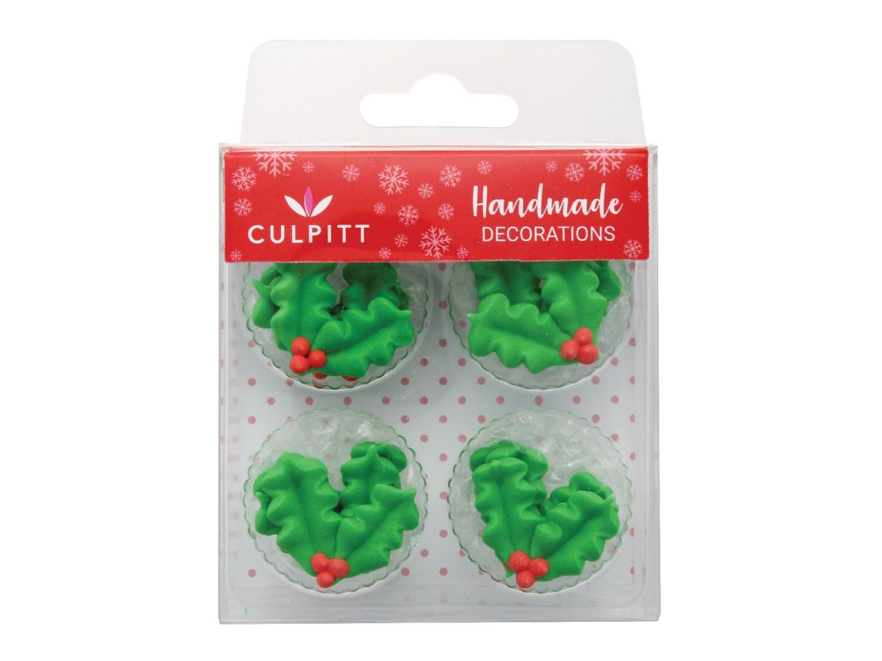 CULPITT Zuckerdekor: Ilexblätter, Royal Icing, 12 Stück à 20 mm