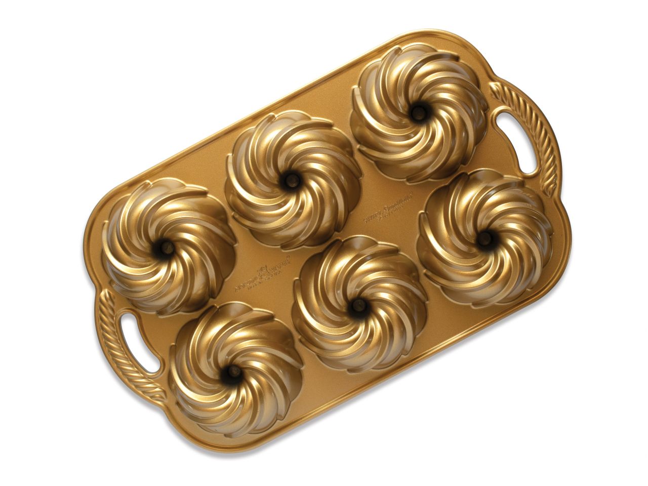 Nordic Ware: Aluguss-Backform Swirl Bundtlette, Antihaft, 1,2 L, 6 Mulden à 9,5 x 4 cm