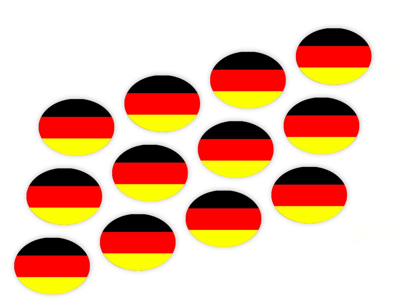 Cupcake Buttons: Deutschland, Fondant, Schwarz, Rot, Gelb, 12 Stück á 3 cm