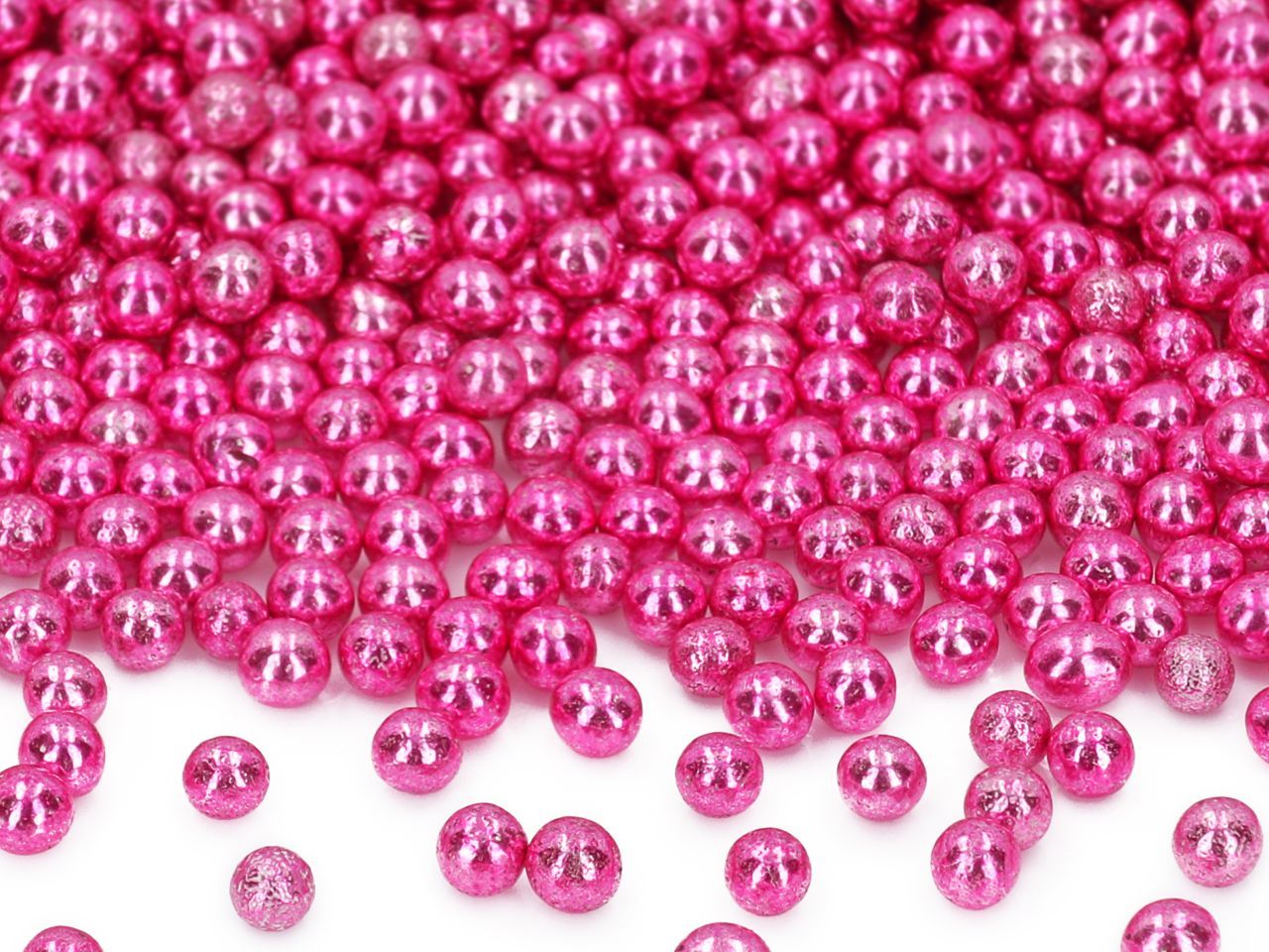 Weiche Zuckerperlen, Metallic-Pink, 5 mm, 60 g