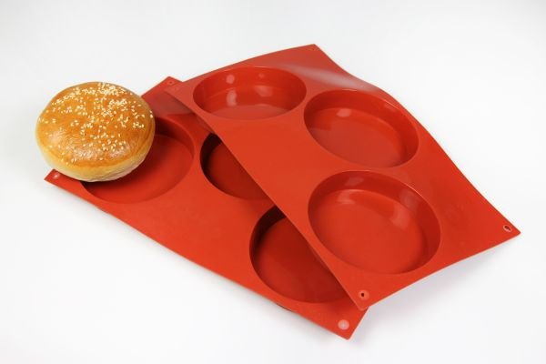 Silikonbackformen für 6 Burger Brötchen, Ø 10 cm , Höhe 2 cm