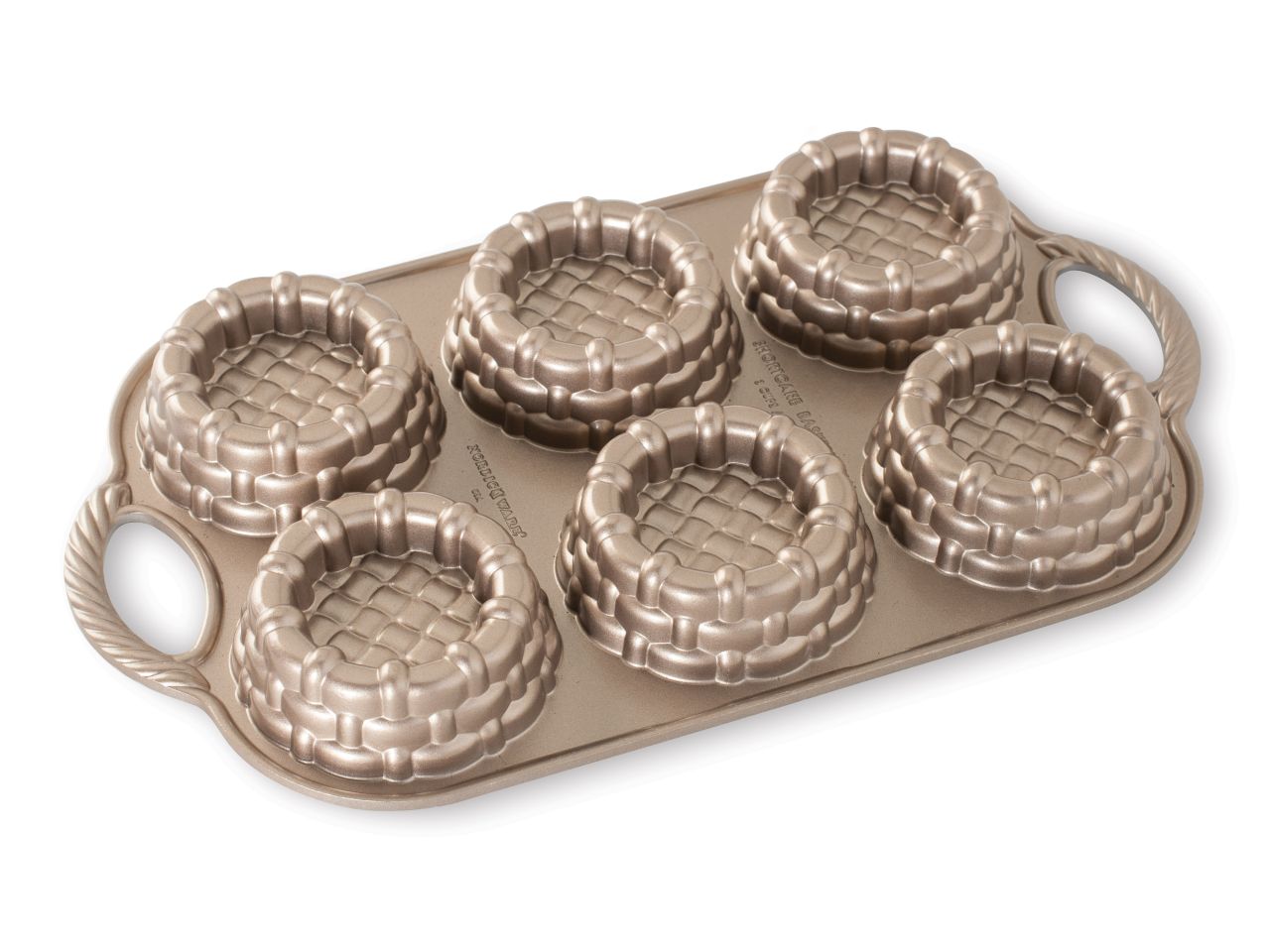 Nordic Ware: Aluguss-Backform Shortcake Baskets, Antihaft, 700 ml, 6 Mulden à 8,8 x 3,5 cm