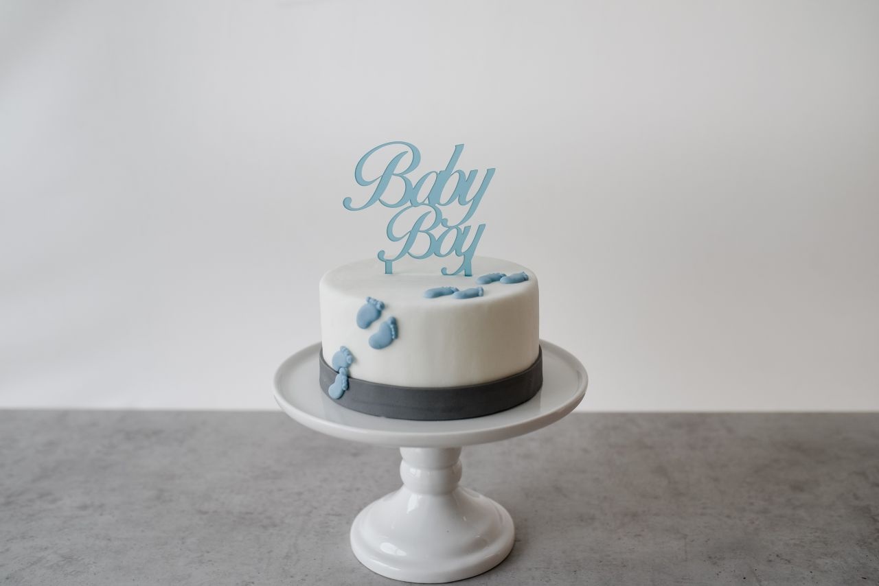 Cake Topper Baby Boy, 9 cm hoch, blau