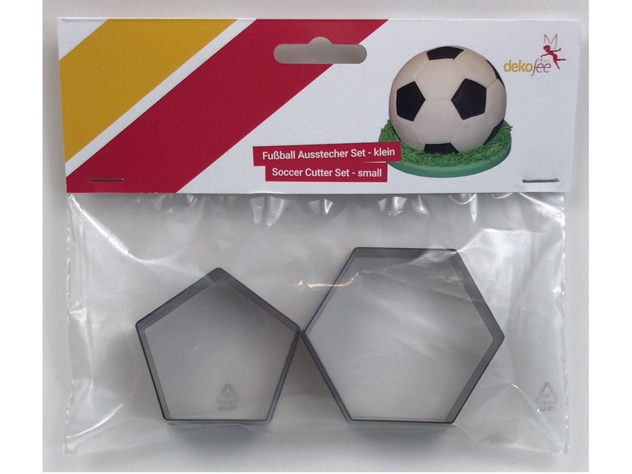 Ausstecher: Fußball klein, Kunststoff, Schwarz, 2er-Set (7 cm & 5,5 cm)