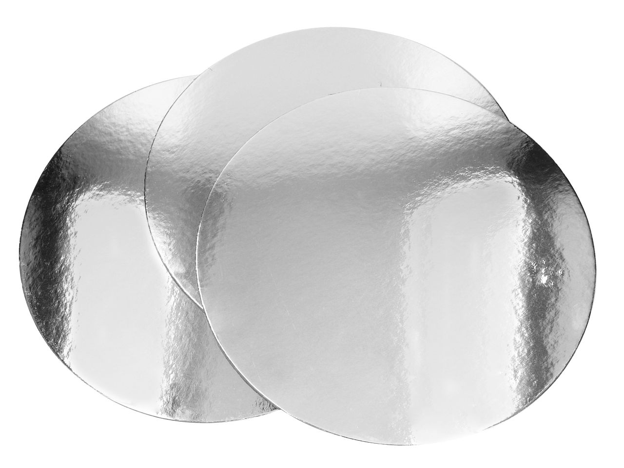 Cakeboard: Silver Plates, silberglänzend, 3 Stück à 30 cm, 2,5 mm