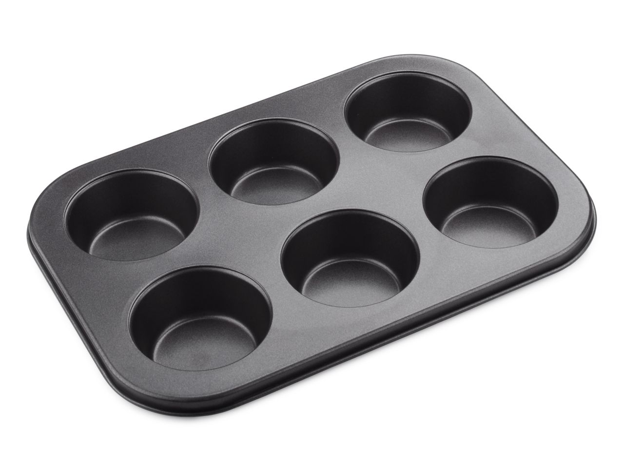Muffin-Backblech, 6 Mulden à 5–7 x 2,5 cm, Antihaft, Schwarz, 26,5 x 18,5 cm