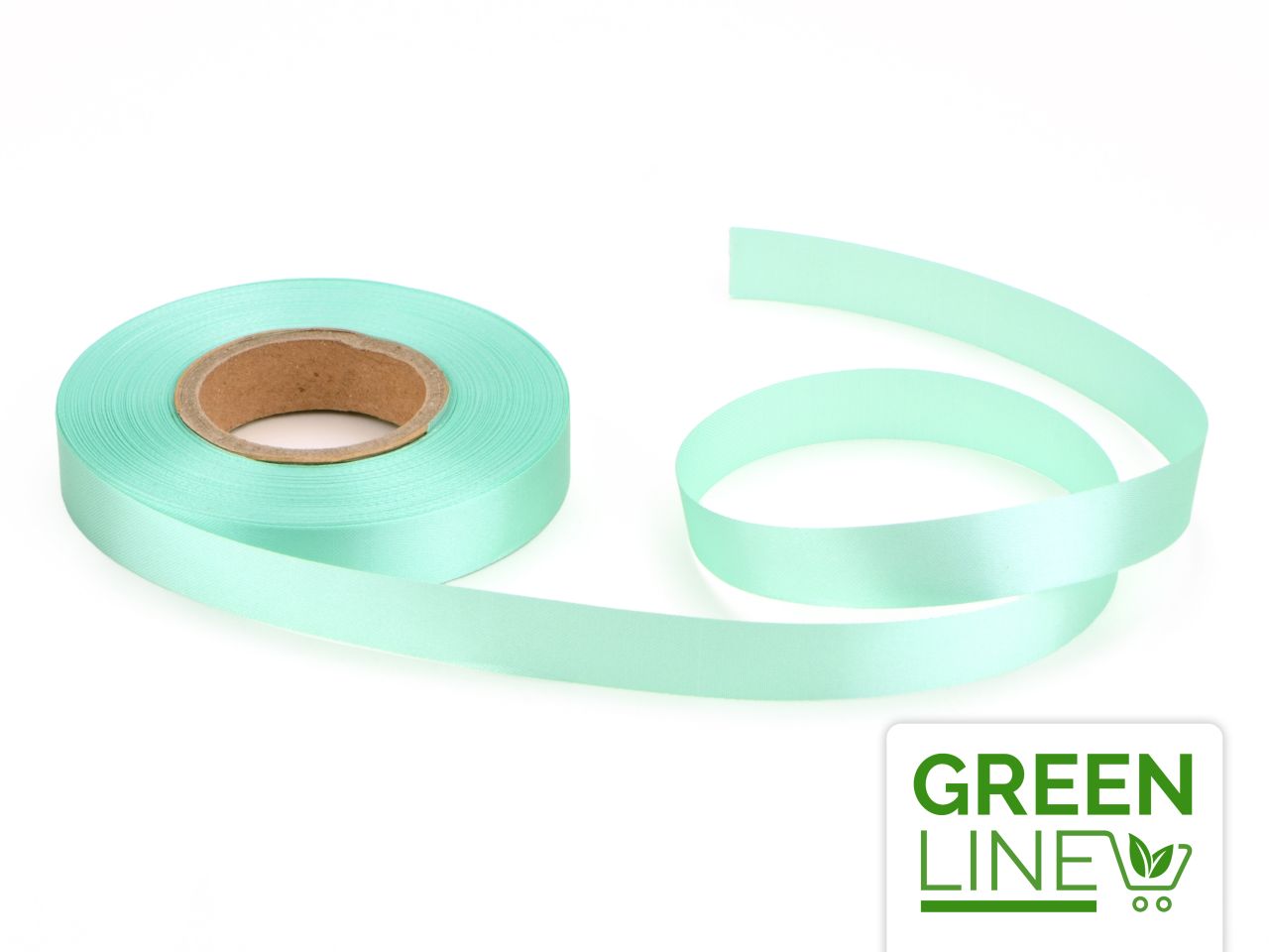 Satinband: Mintgrün, Polyester, 30 Meter à 14 mm, GREENLINE