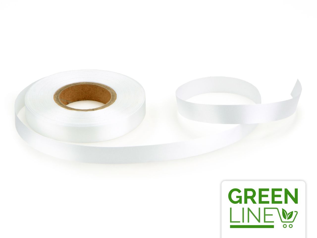 Satinband: Weiß, Polyester, 30 Meter à 14 mm, GREENLINE