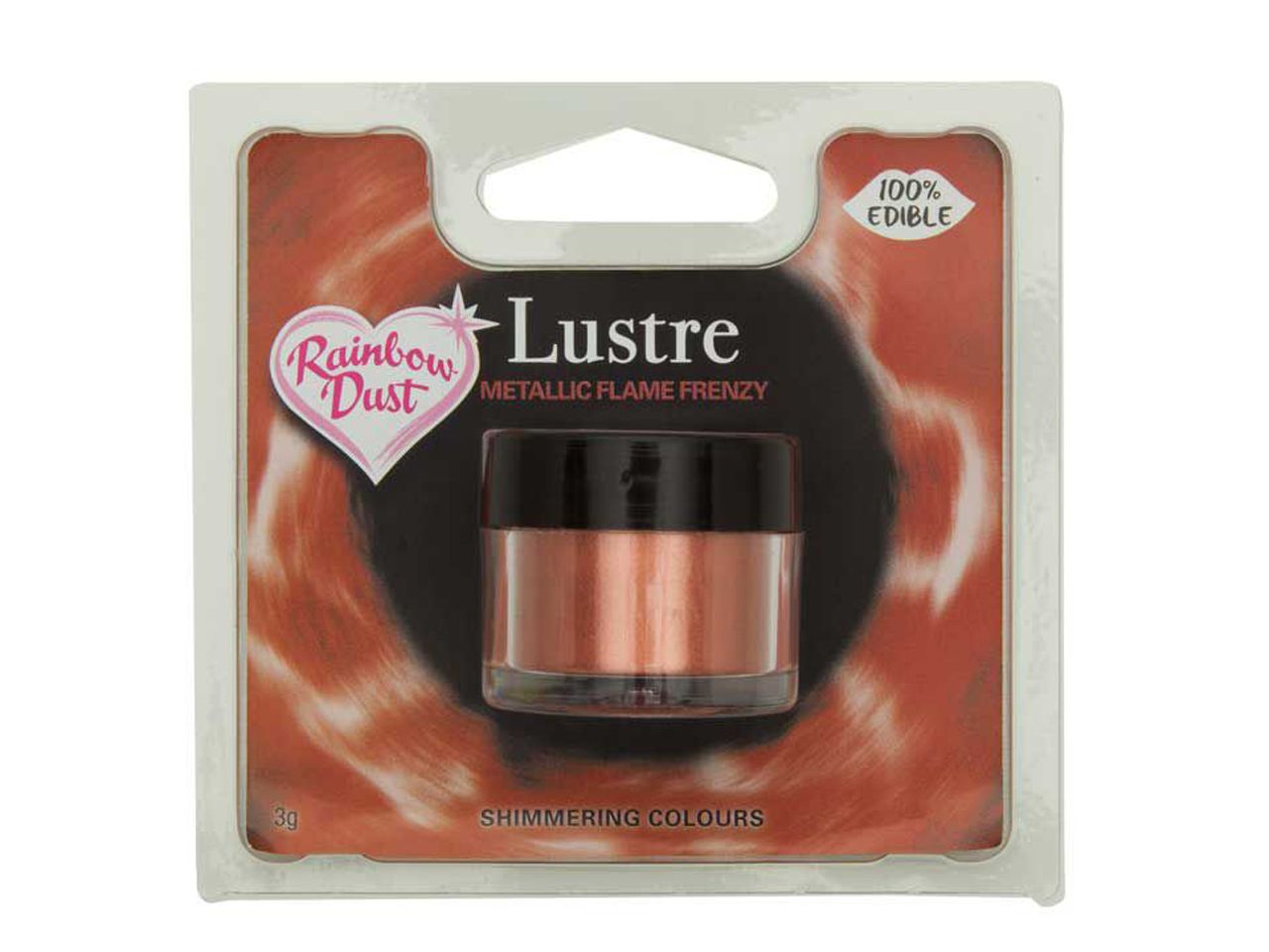 Rainbow Dust: Lebensmittelfarbpulver Metallic Flame Frenzy, Kupferrot, 3 g